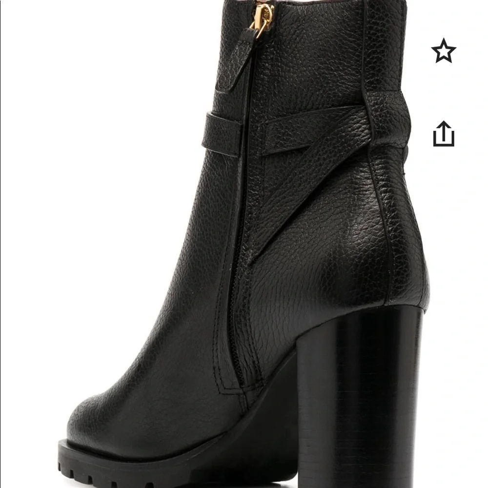 Tory Burch mid-heel leather ankle boots size 8 US Women’s Black Ankle Boots - Picture 3 of 8